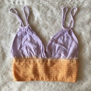 Spaghetti String Purple-Orange Ombré Crop Top